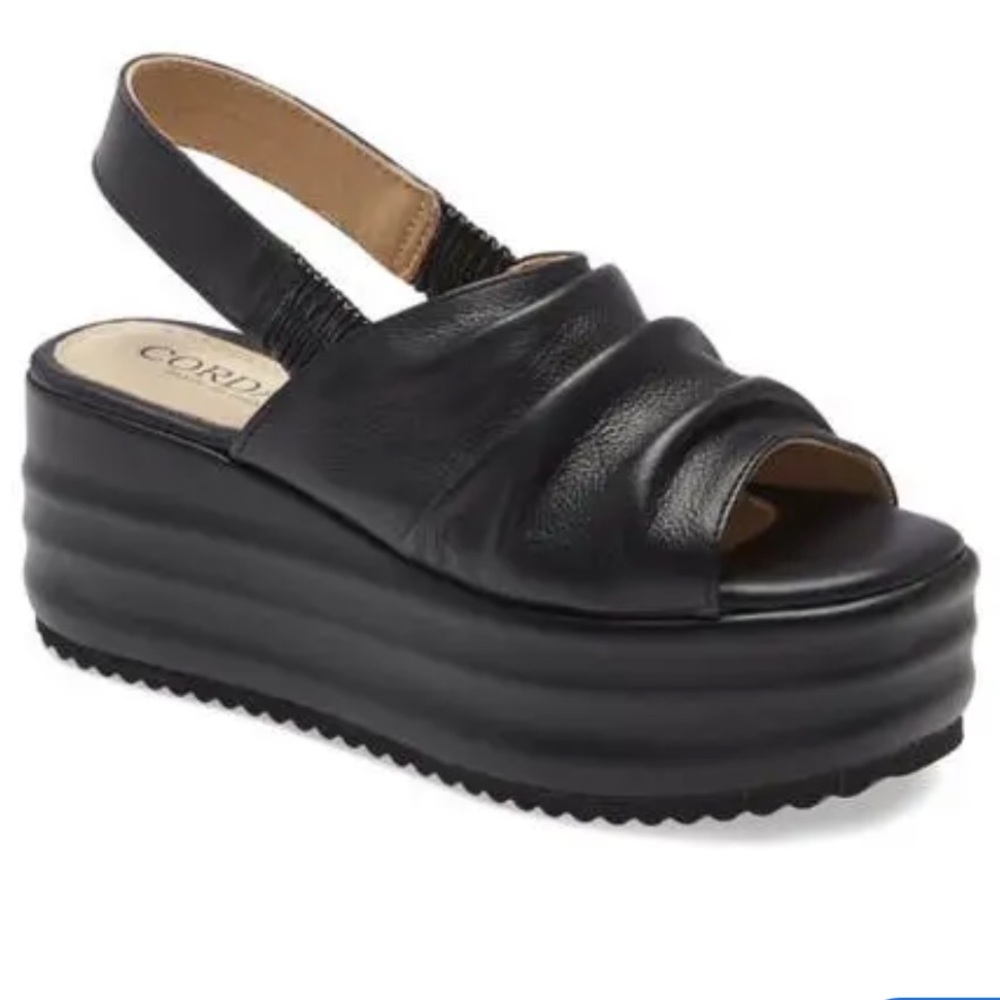 Cordani Yorkie Leather Platform Wedge Slingback Sandal